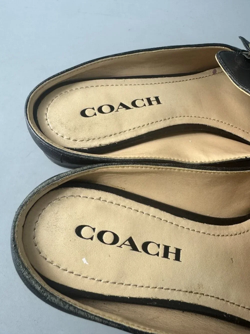 Authentic Coach Irene Black Leather Mule, Size 7.5 B
